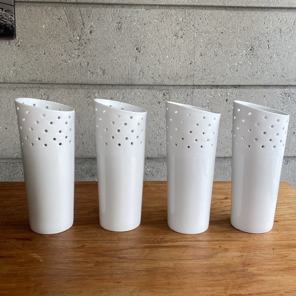 4 x White candle holder/vase - Picture 1 of 7